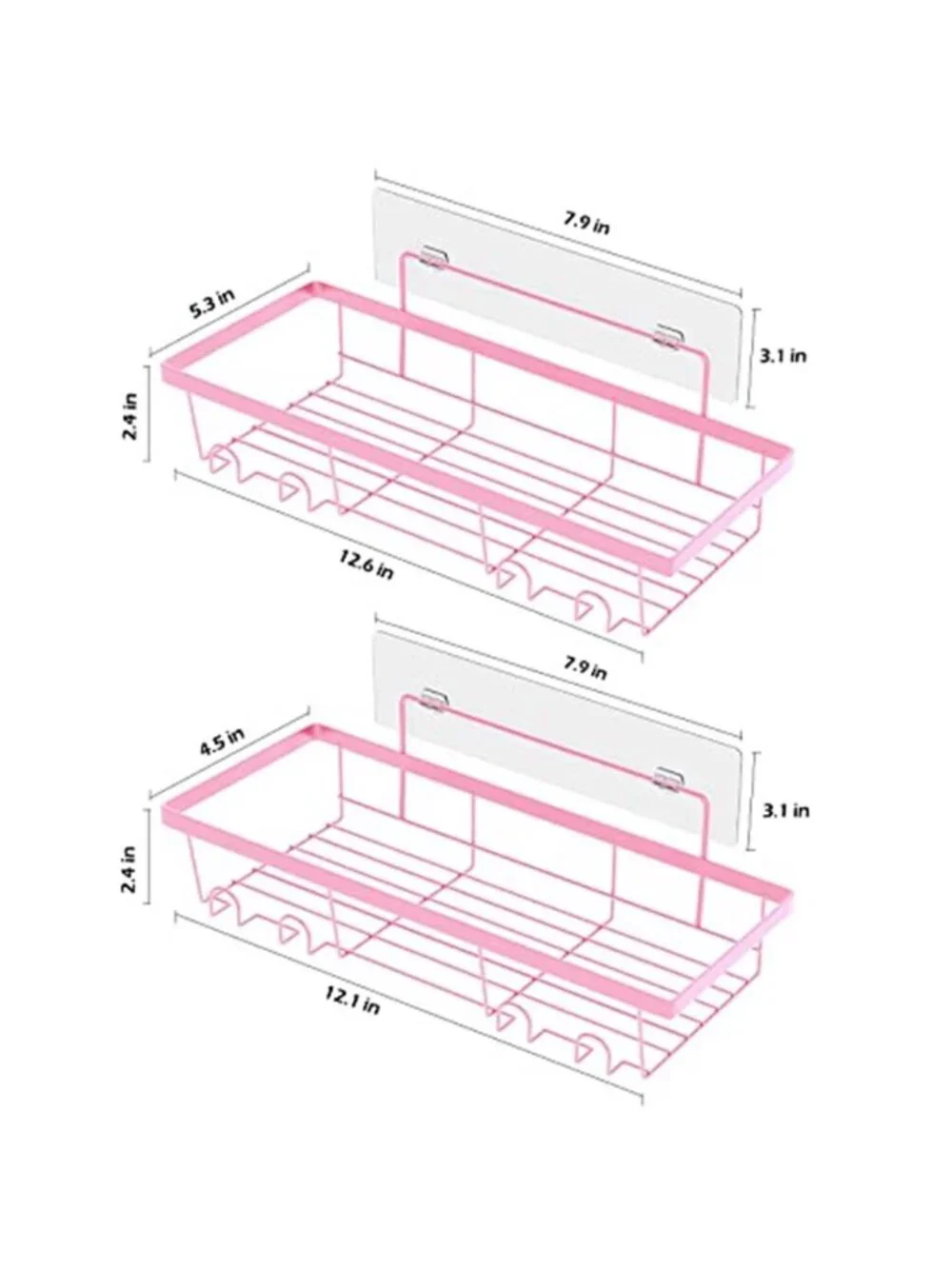 Shower Caddy Adhesive Wall Shelf Stainless Steel Rustproof Bathroom Storage Hook
